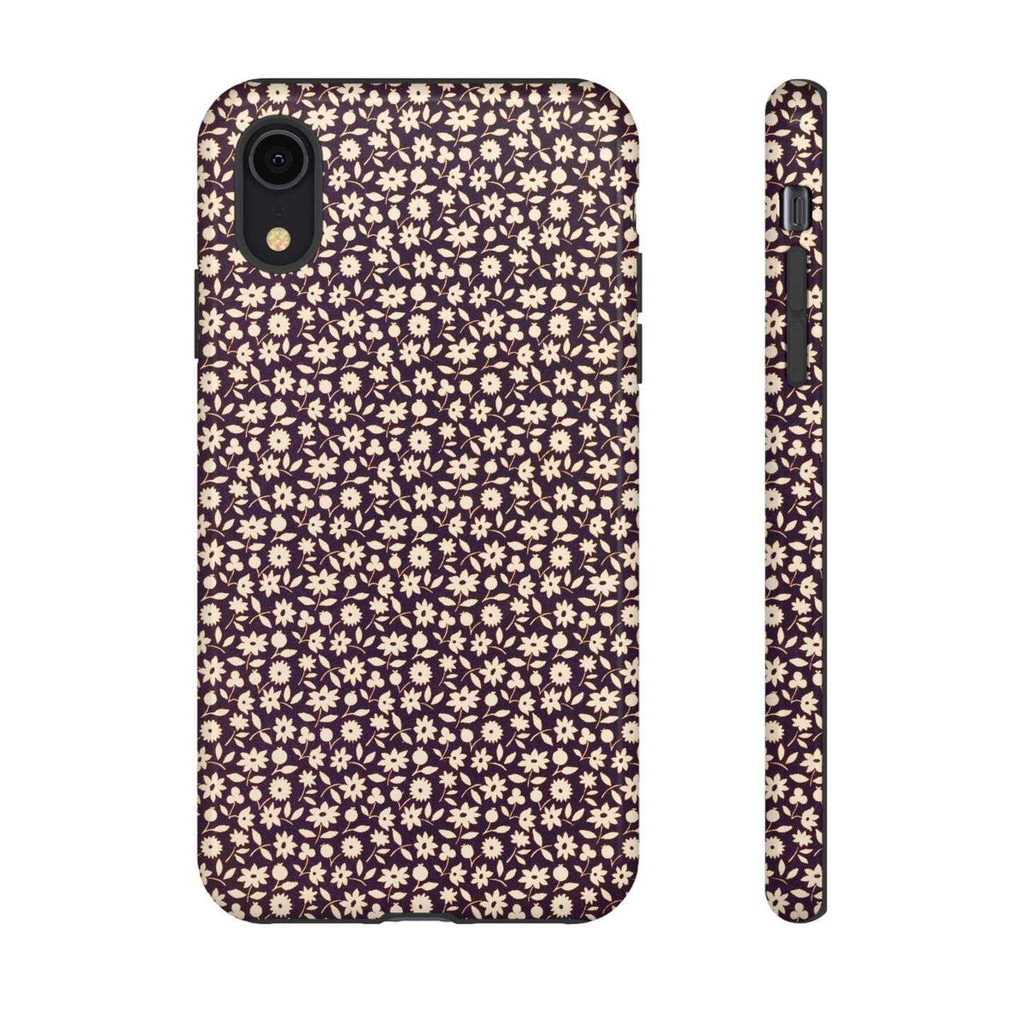 Coffee and Cream Vintage Floral Pattern iPhone Case