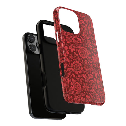 Vintage Crimson Floral Botanical iPhone Case