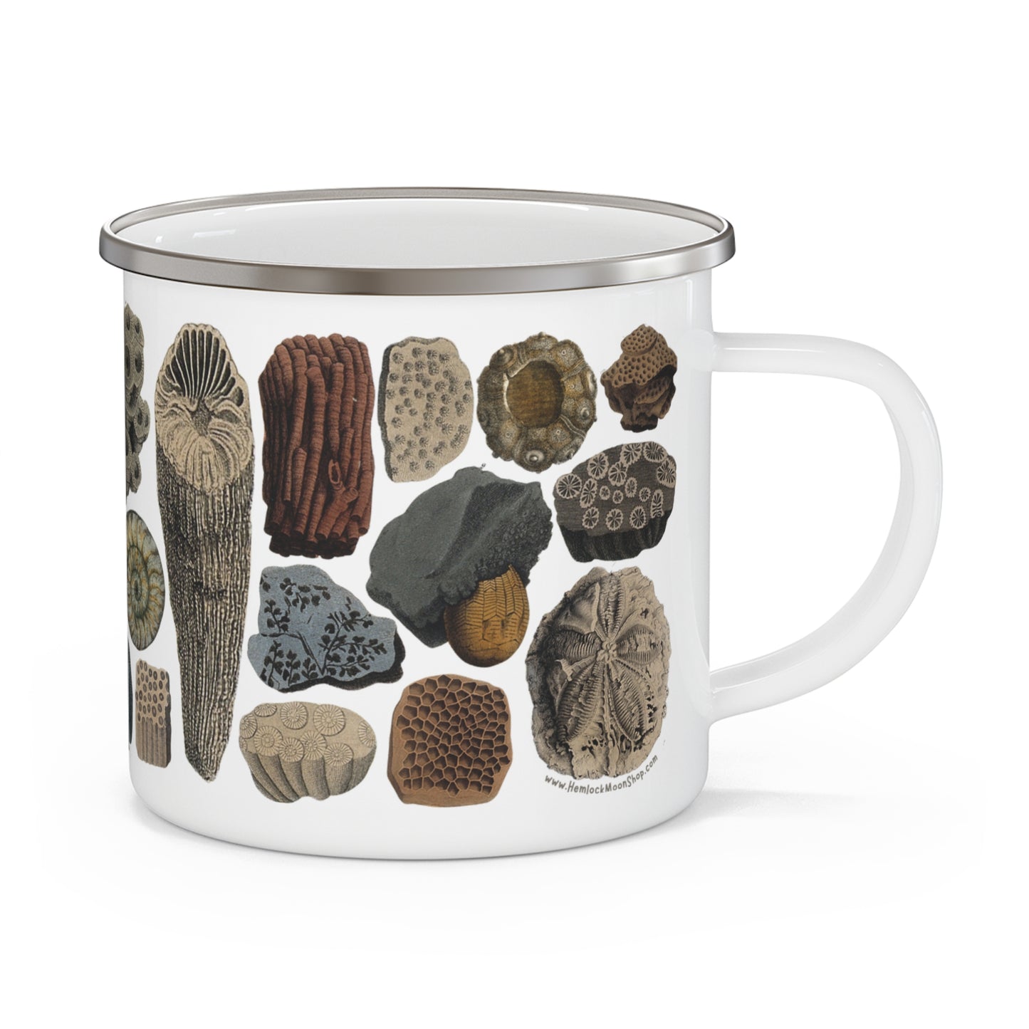 Antique Fossil Art Enamel Camp Mug