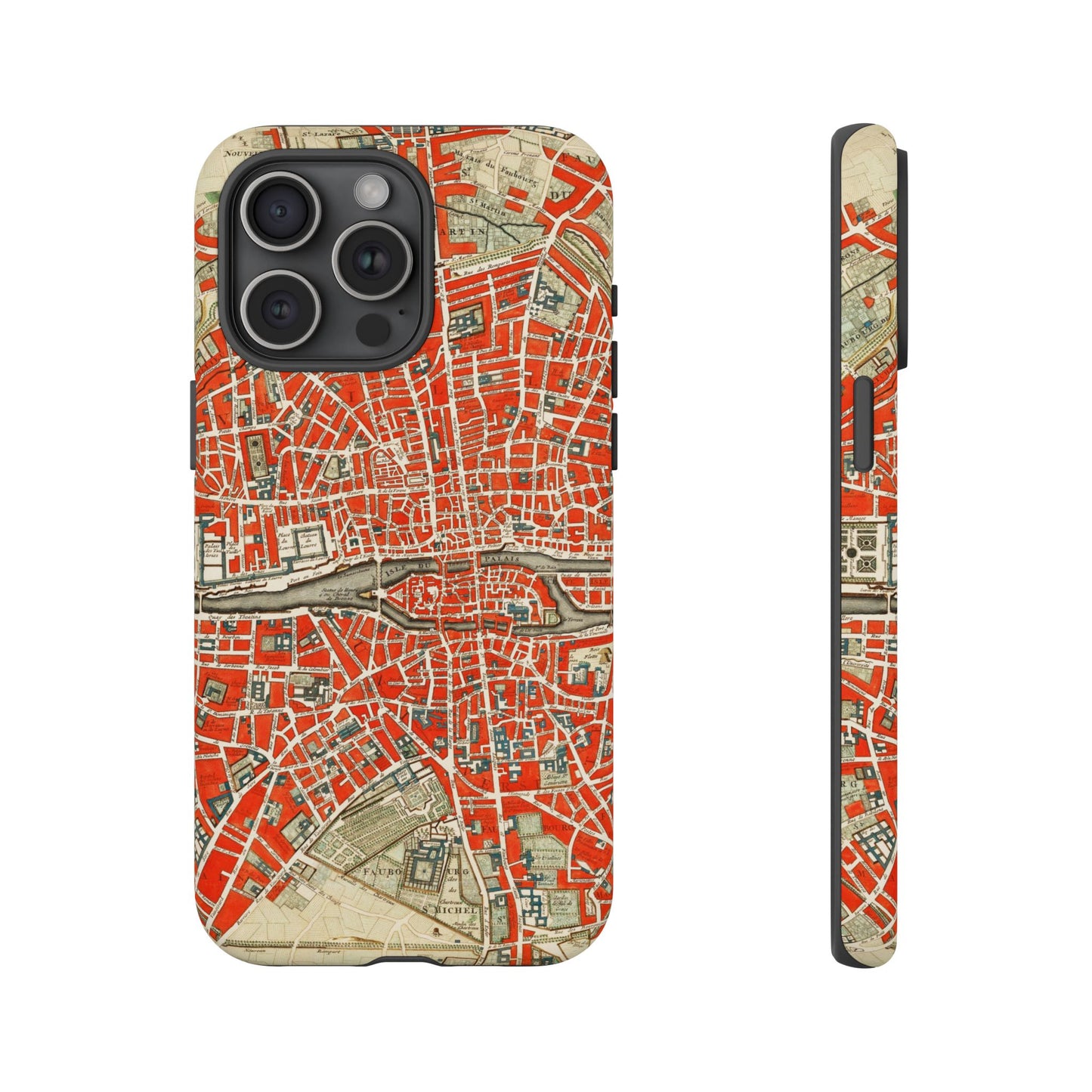Retro Red Paris Map iPhone Case