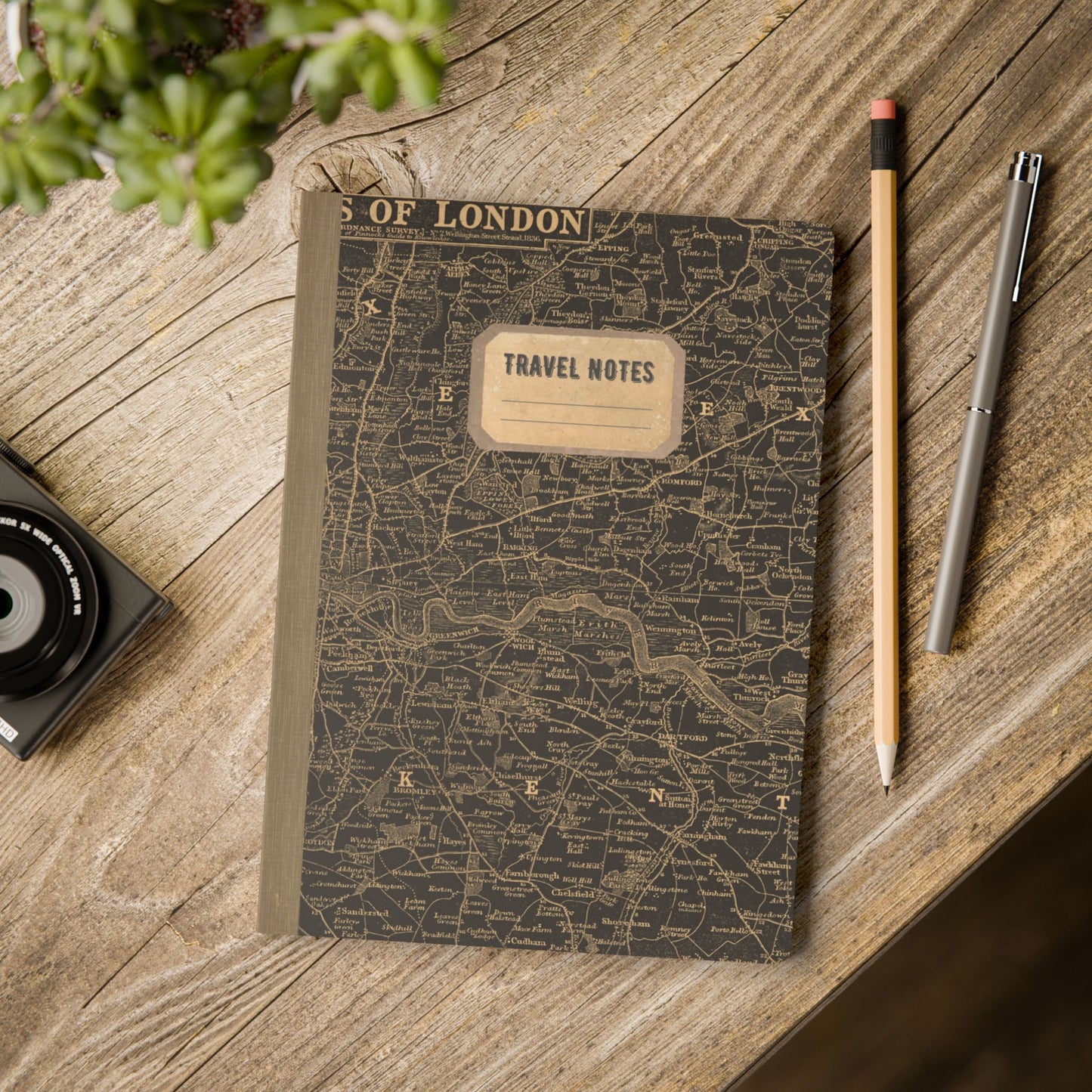 London Vintage Map | Softcover Travel Journal with Inside Illustrations