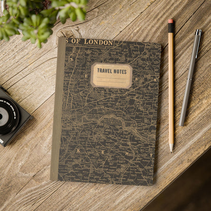 London Vintage Map | Softcover Travel Journal with Inside Illustrations