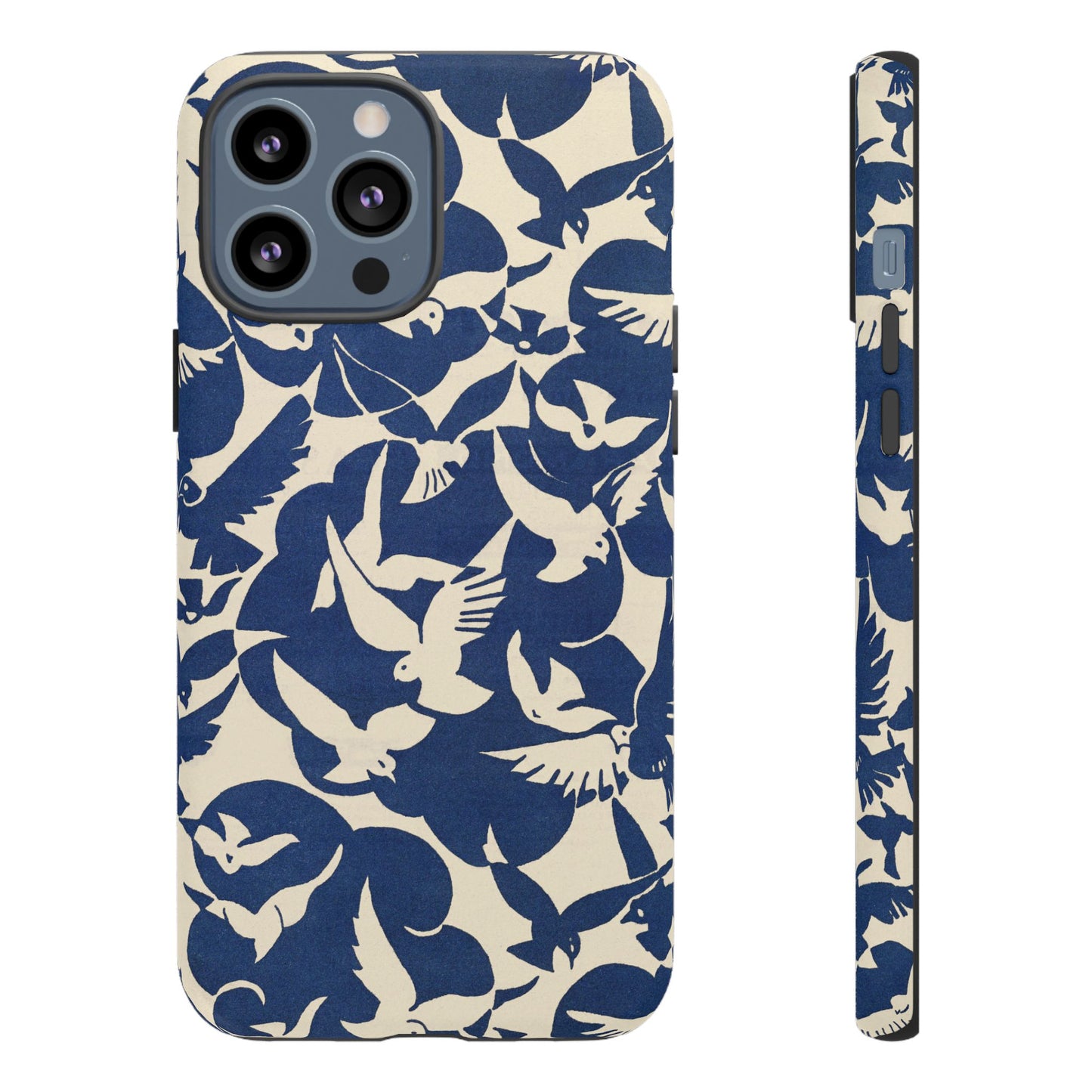 Blue Sky Birds Flying Retro iPhone Case