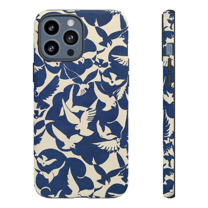 Blue Sky Birds Flying Retro iPhone Case