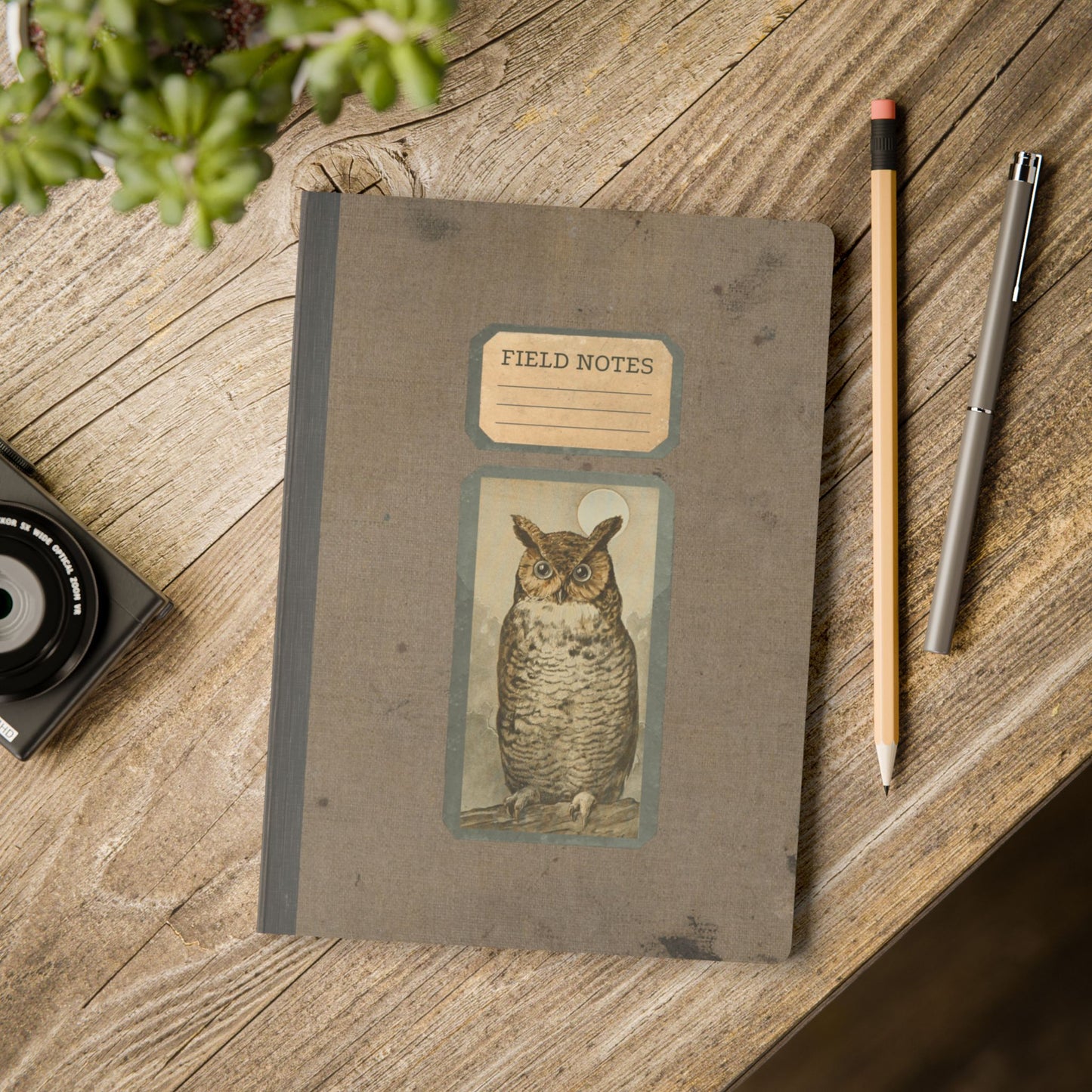 Owl & Moon Vintage Field Notes | Softcover Journal with Inside Illustrations