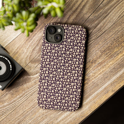 Coffee and Cream Vintage Floral Pattern iPhone Case
