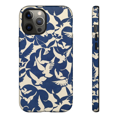 Blue Sky Birds Flying Retro iPhone Case