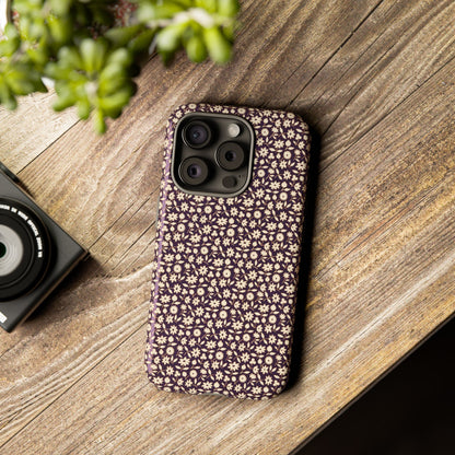 Coffee and Cream Vintage Floral Pattern iPhone Case