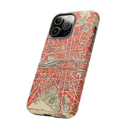 Retro Red Paris Map iPhone Case