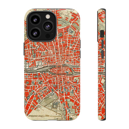 Retro Red Paris Map iPhone Case