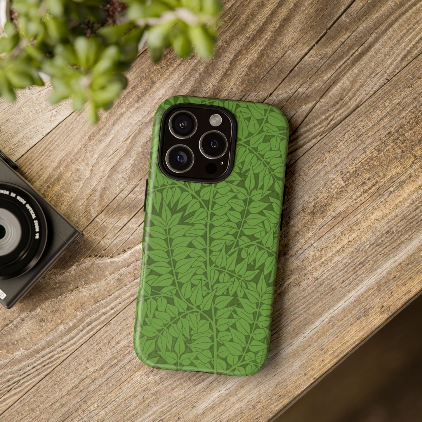 Antique Green Branch Pattern by William Morris iPhone Case