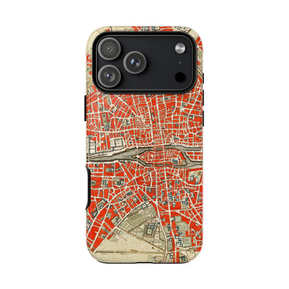 Retro Red Paris Map iPhone Case