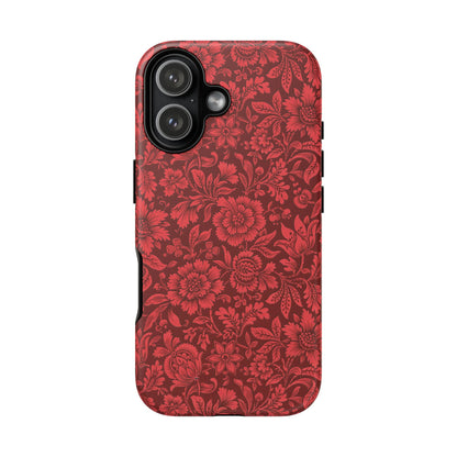 Vintage Crimson Floral Botanical iPhone Case