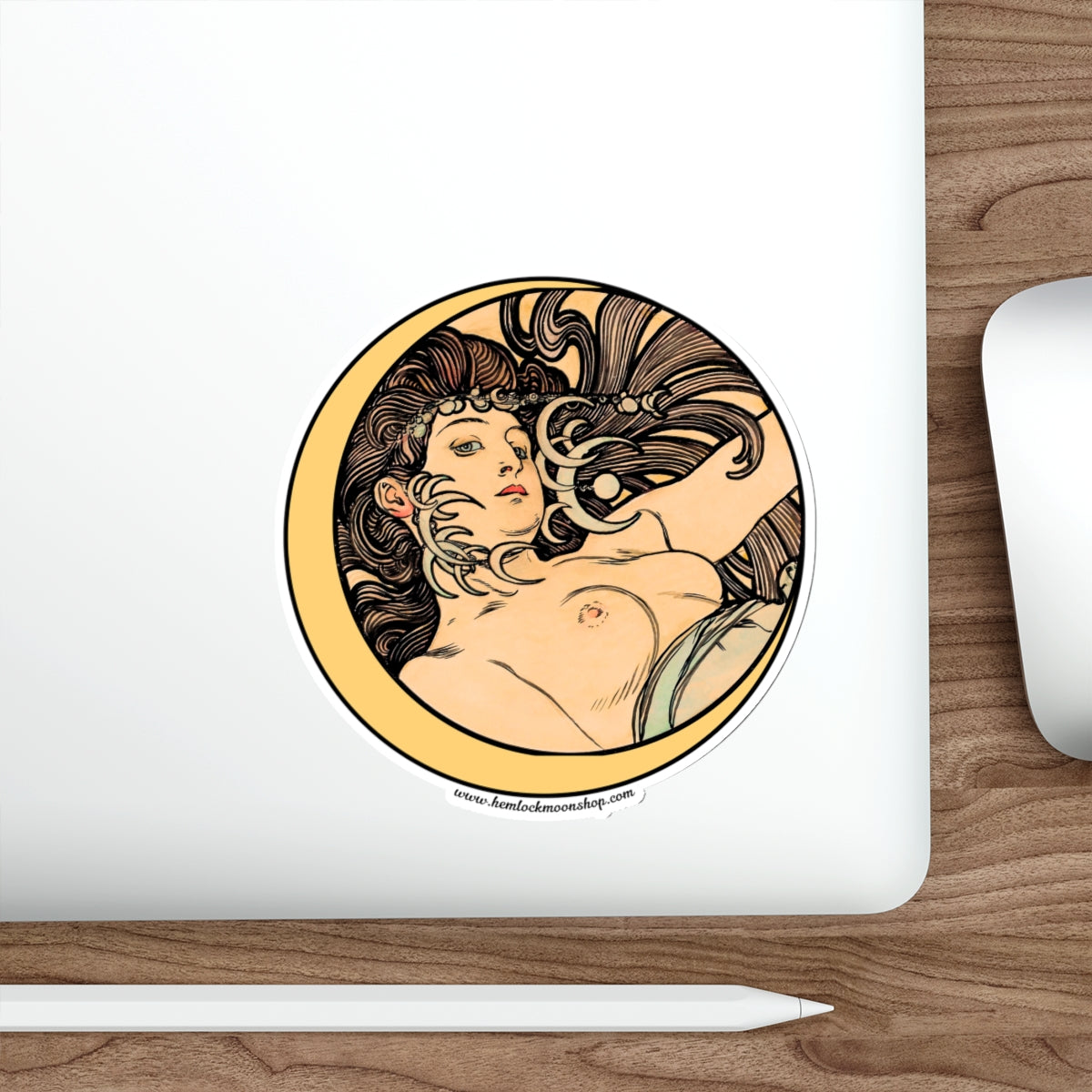Witch Moon Art Nouveau Sticker :: Alphonse Mucha :: All-Weather, Water-Resistant Vinyl (5 sizes)