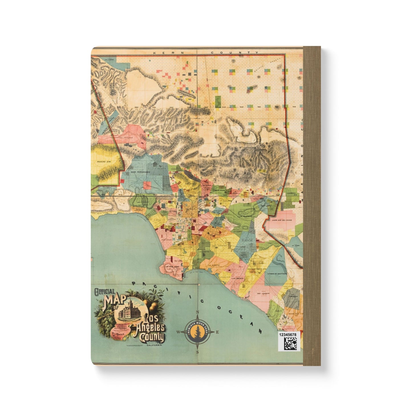 Los Angeles County Vintage Map | Softcover Travel Journal with Inside Illustrations