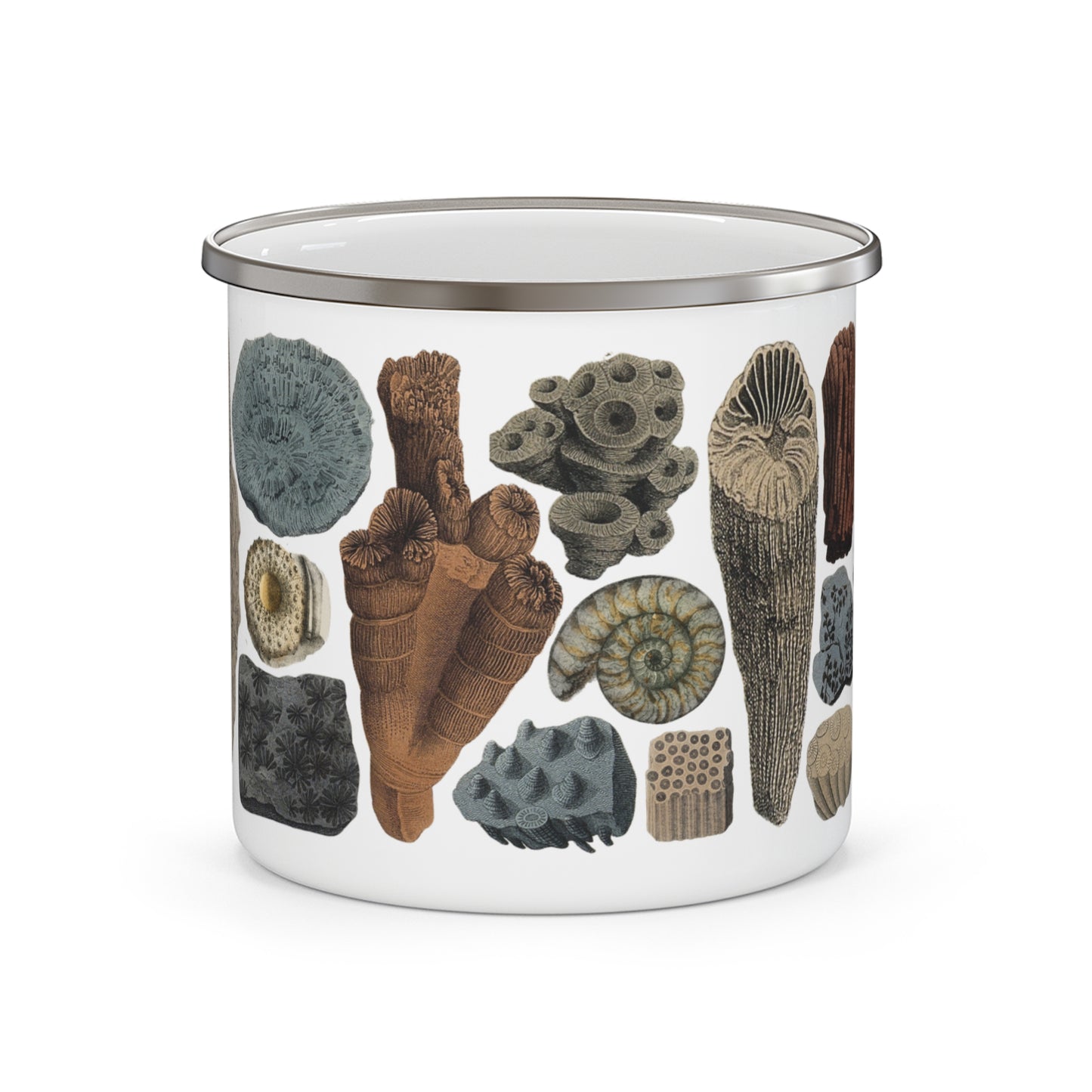 Antique Fossil Art Enamel Camp Mug