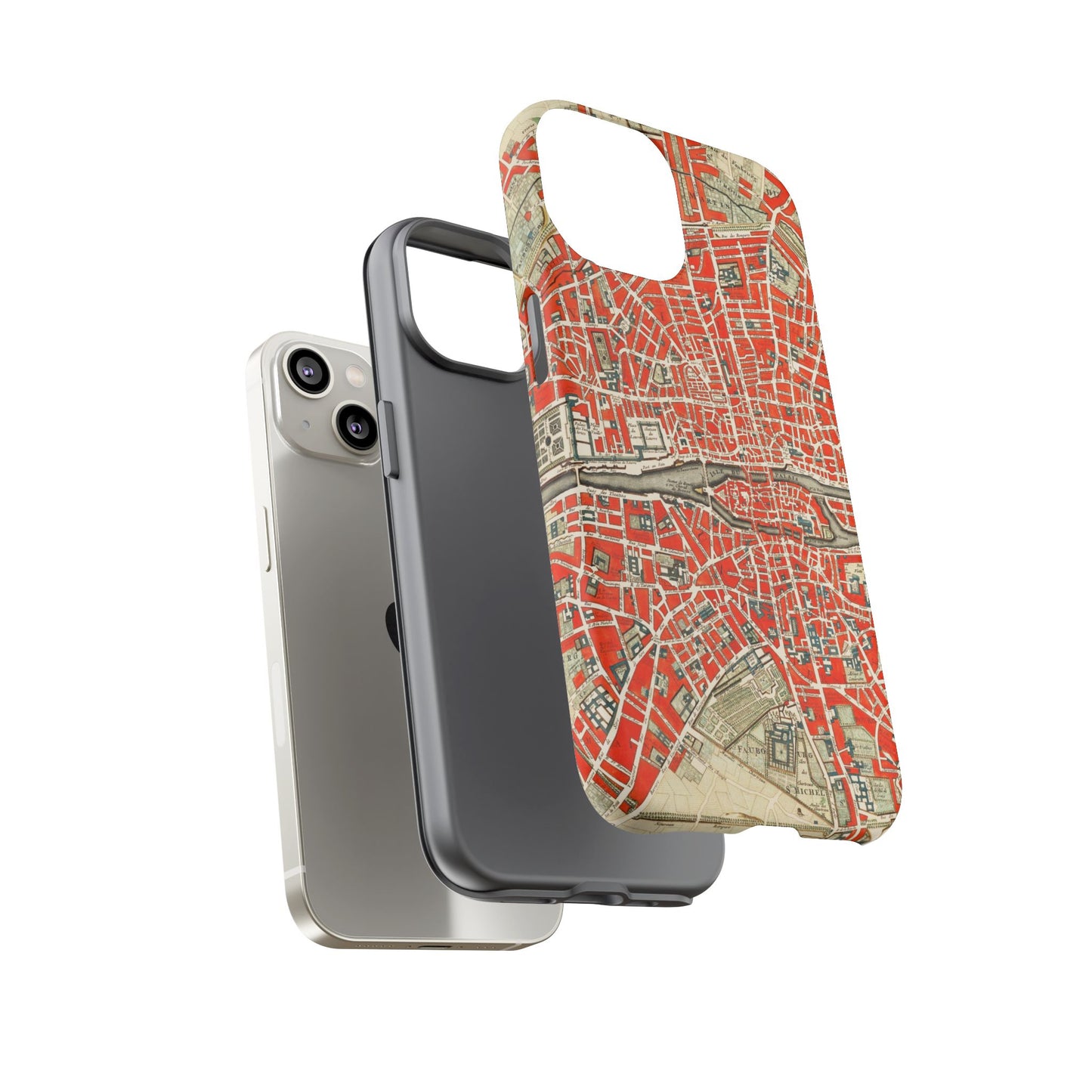 Retro Red Paris Map iPhone Case