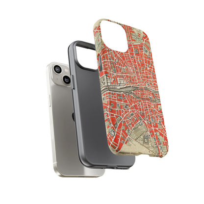 Retro Red Paris Map iPhone Case