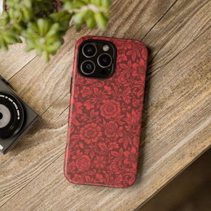 Vintage Crimson Floral Botanical iPhone Case
