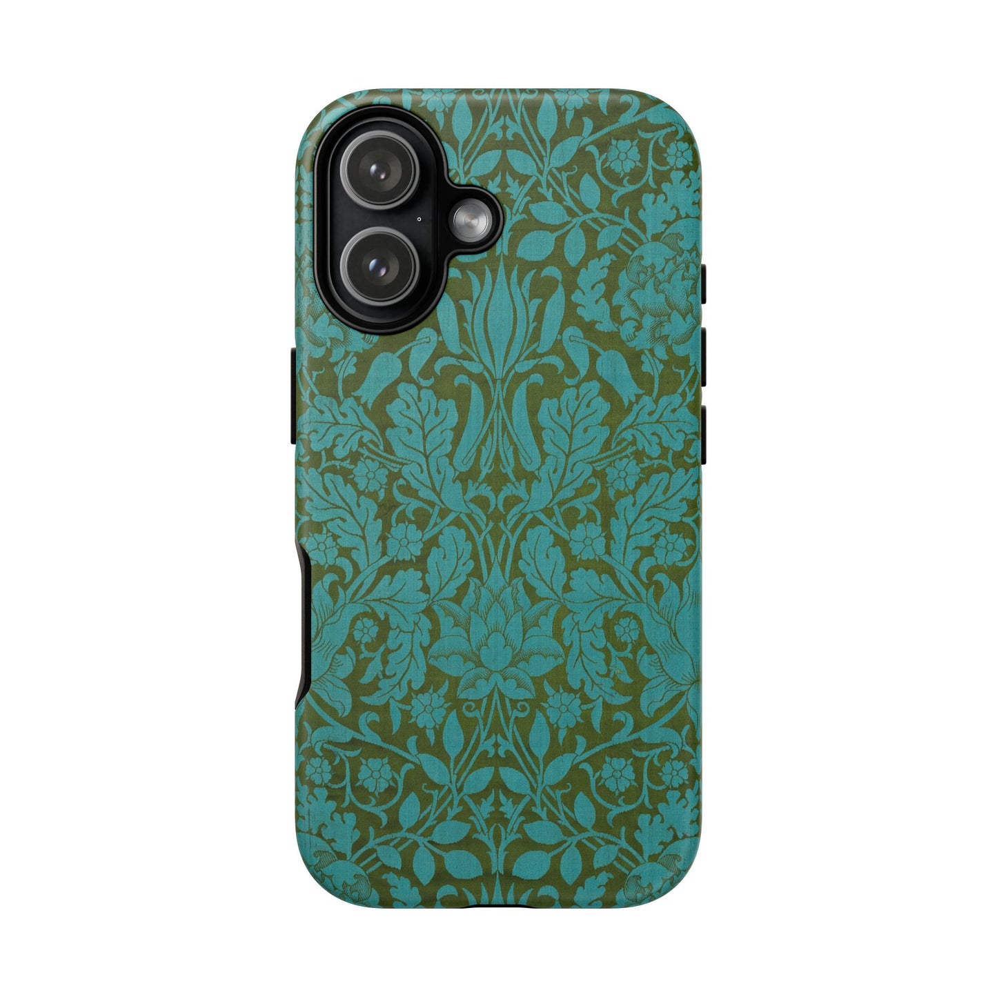 Aqua & Olive Oak Pattern by William Morris iPhone Case