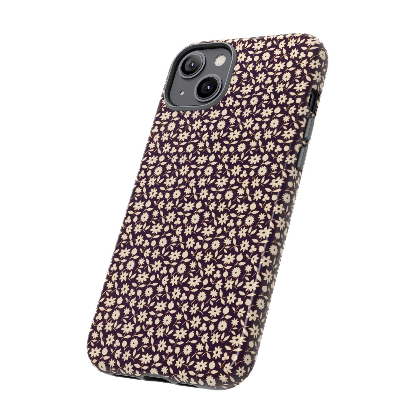 Coffee and Cream Vintage Floral Pattern iPhone Case