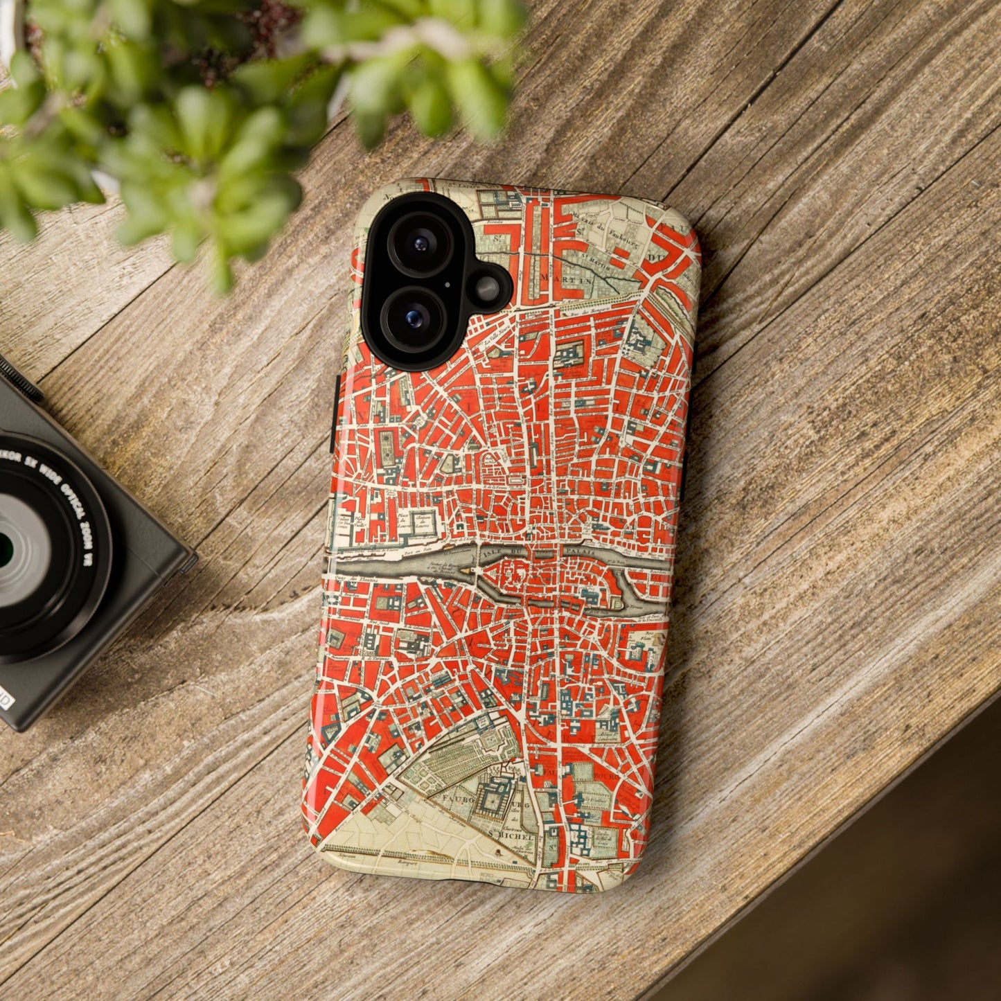 Retro Red Paris Map iPhone Case