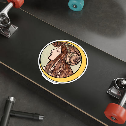 Crescent Moon Art Nouveau Sticker :: All-Weather, Water-Resistant Vinyl (5 sizes)