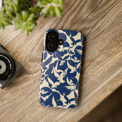 Blue Sky Birds Flying Retro iPhone Case