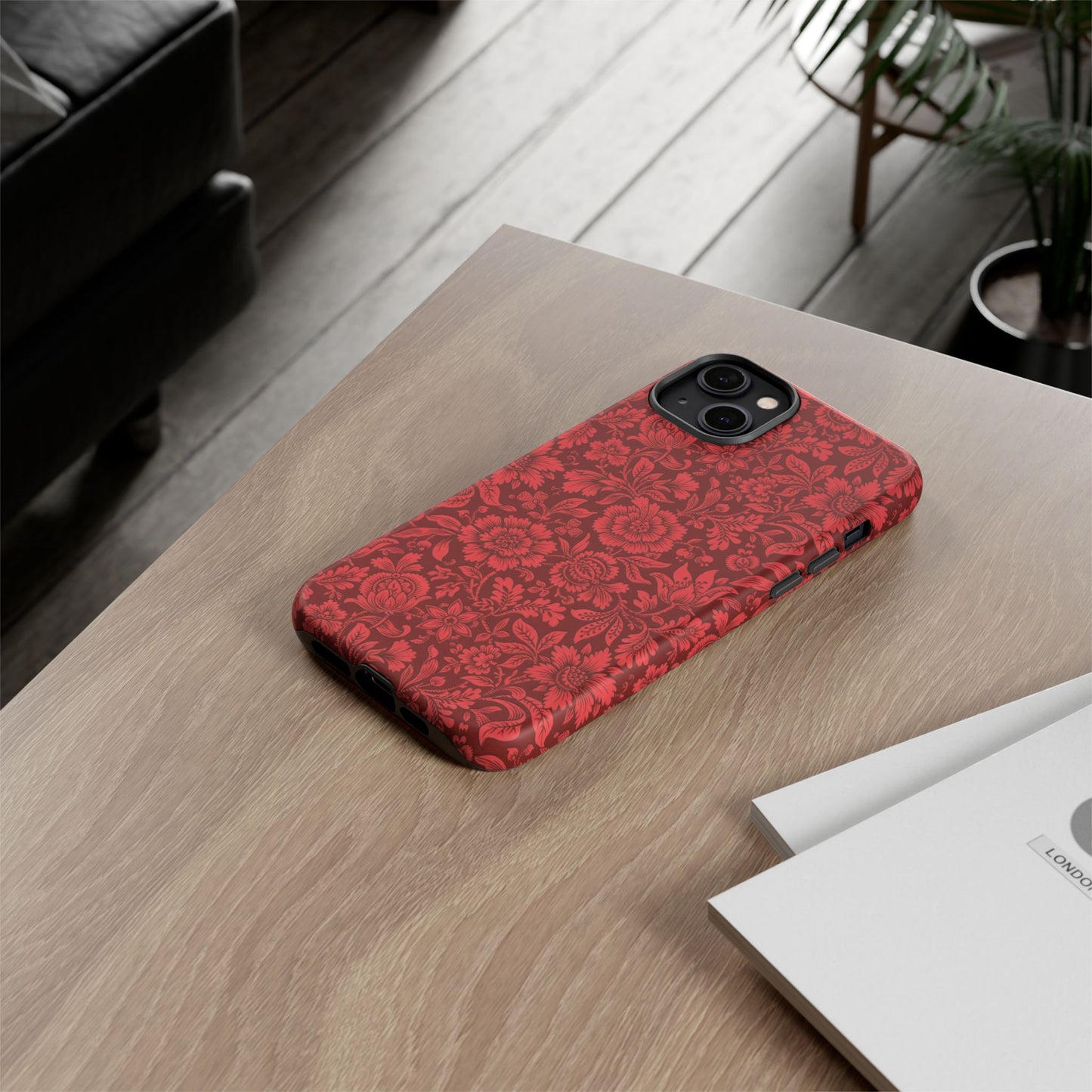 Vintage Crimson Floral Botanical iPhone Case