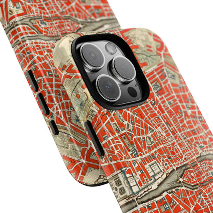 Retro Red Paris Map iPhone Case