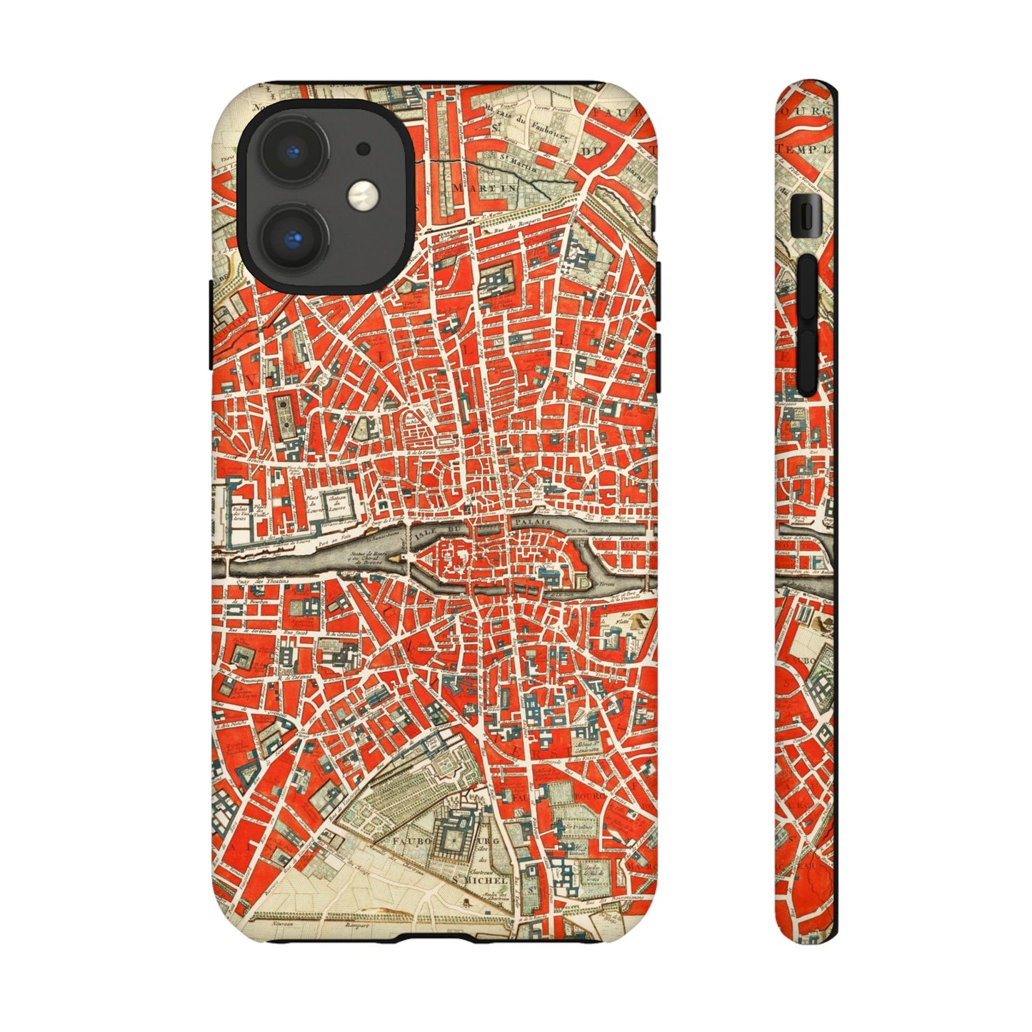 Retro Red Paris Map iPhone Case