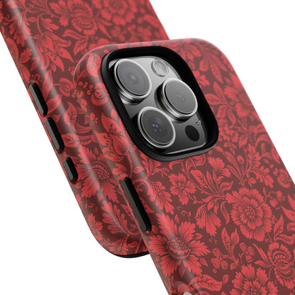 Vintage Crimson Floral Botanical iPhone Case