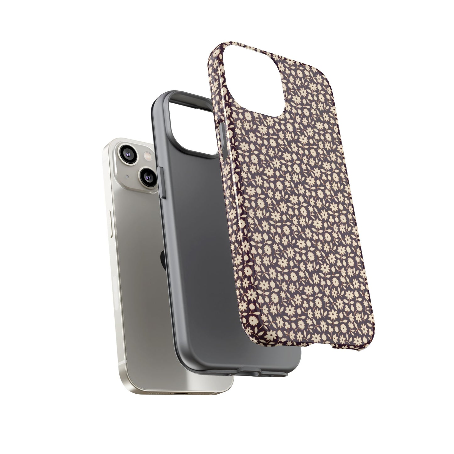 Coffee and Cream Vintage Floral Pattern iPhone Case