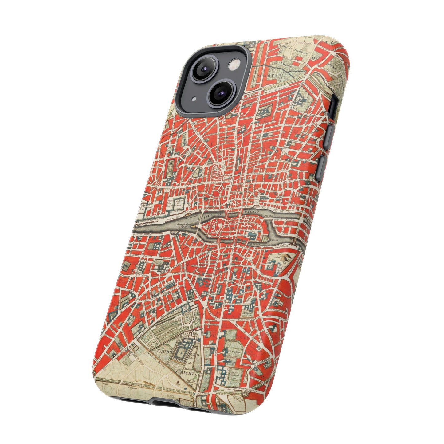 Retro Red Paris Map iPhone Case