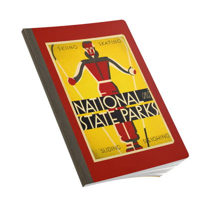Retro Red Skiing Notebook | Vintage Winter Sports Softcover Travel Journal