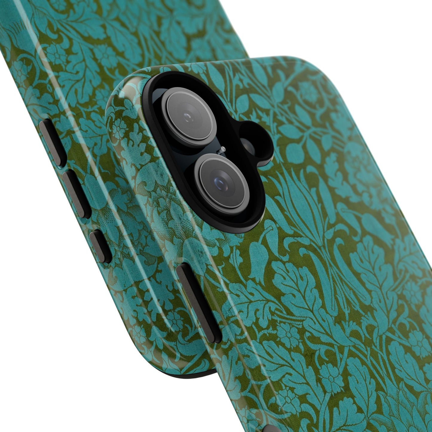Aqua & Olive Oak Pattern by William Morris iPhone Case