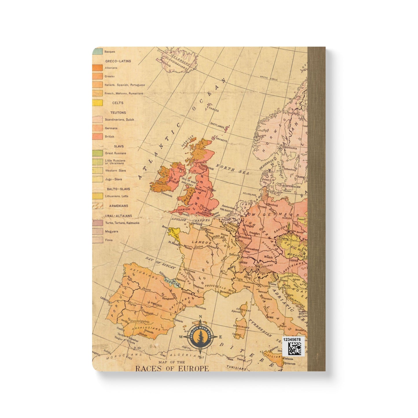 People of Europe Vintage Map | Softcover Travel Journal with Inside Illustrations