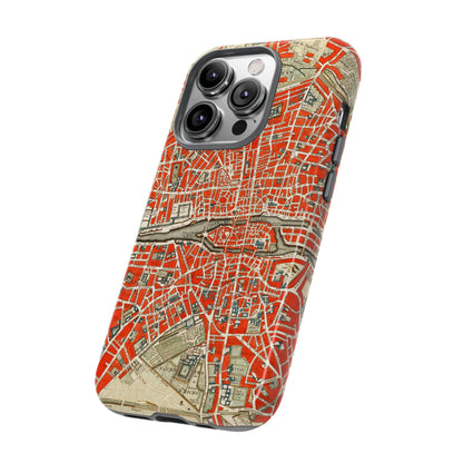 Retro Red Paris Map iPhone Case