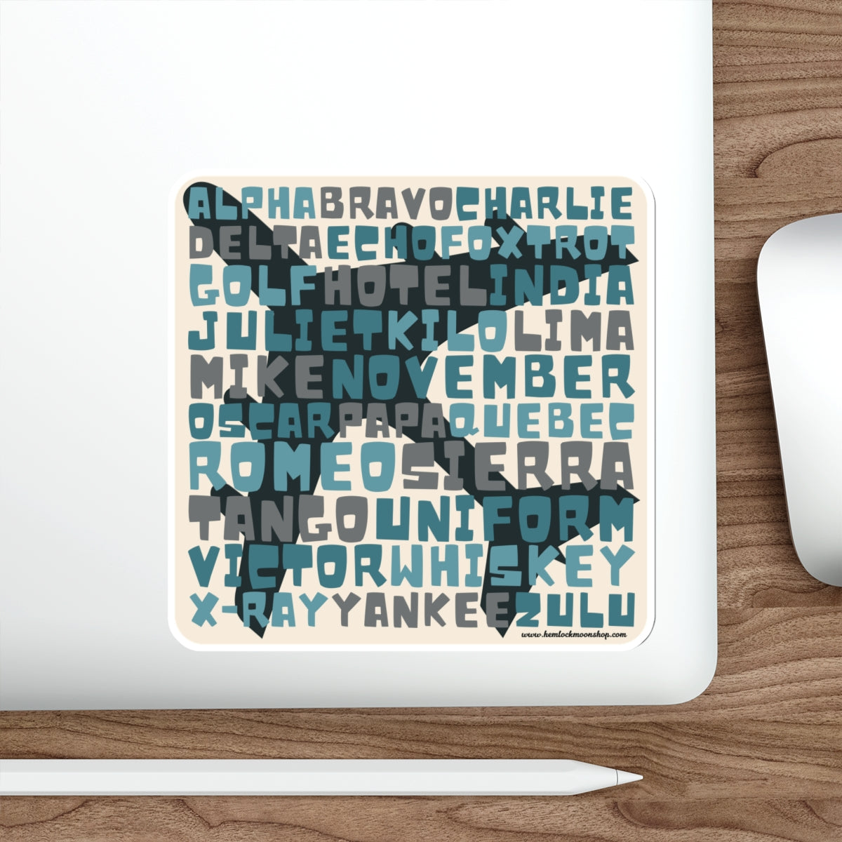 Blue Retro Aviation Alphabet Sticker :: All-Weather, Water-Resistant Vinyl (5 sizes)