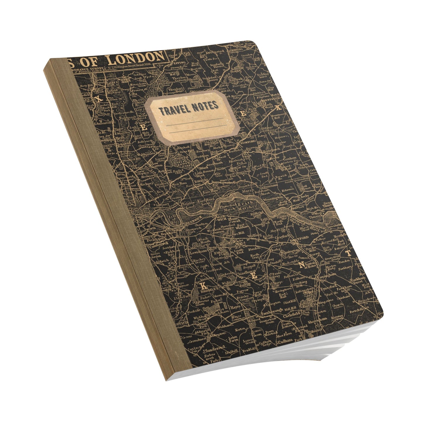 London Vintage Map | Softcover Travel Journal with Inside Illustrations