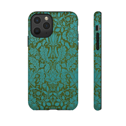 Aqua & Olive Oak Pattern by William Morris iPhone Case