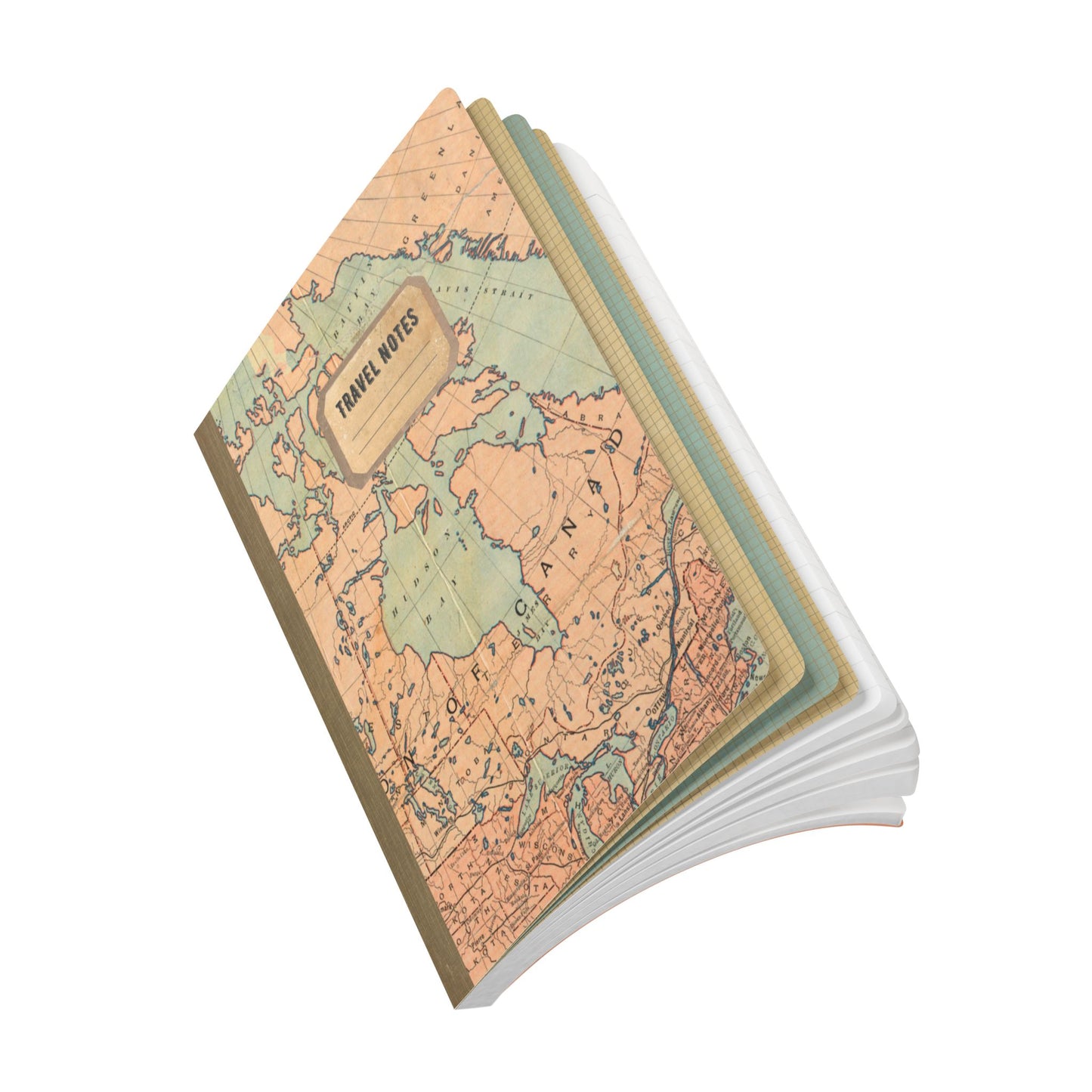 North America Vintage Map |  Softcover Travel Journal with Inside Illustrations