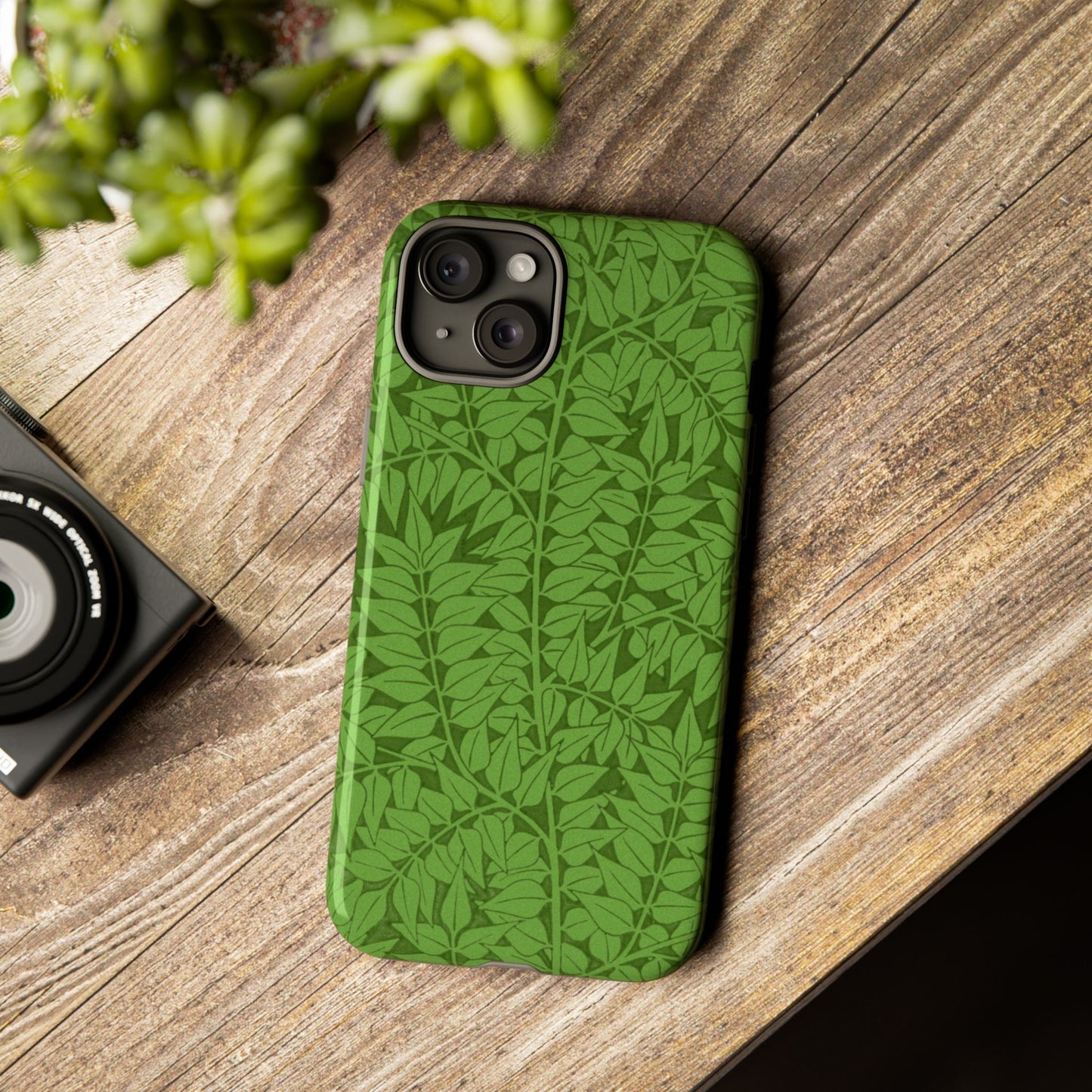 Antique Green Branch Pattern by William Morris iPhone Case