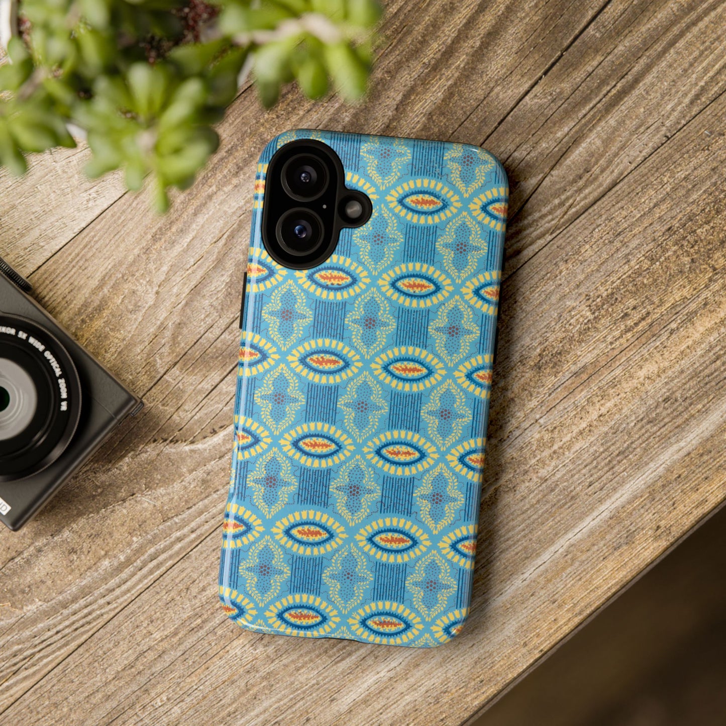 Turquoise Retro Geometric iPhone Case