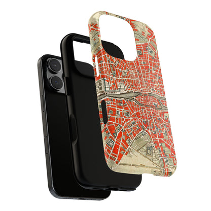 Retro Red Paris Map iPhone Case