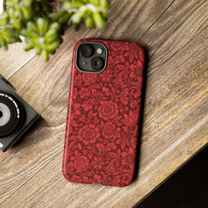 Vintage Crimson Floral Botanical iPhone Case