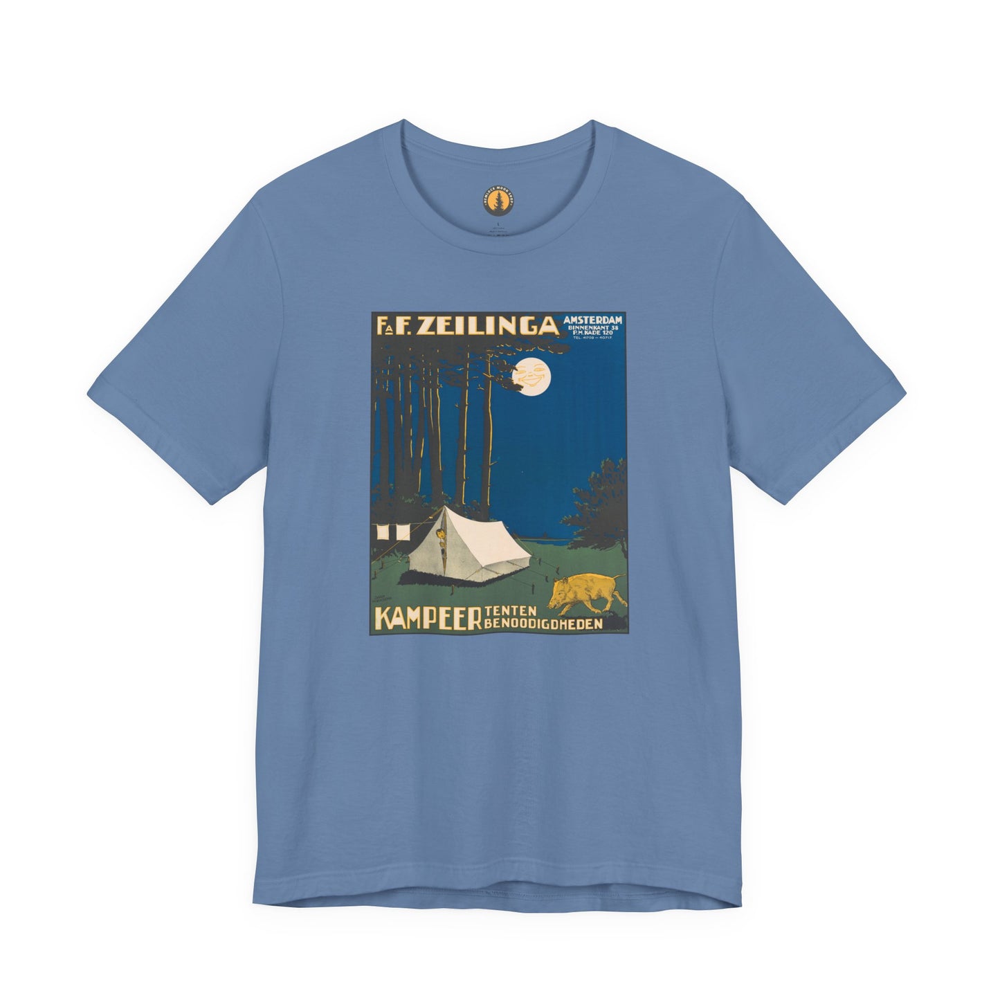 Amsterdam Tent Camping Vintage Tee | Full Moon Forest Adventure
