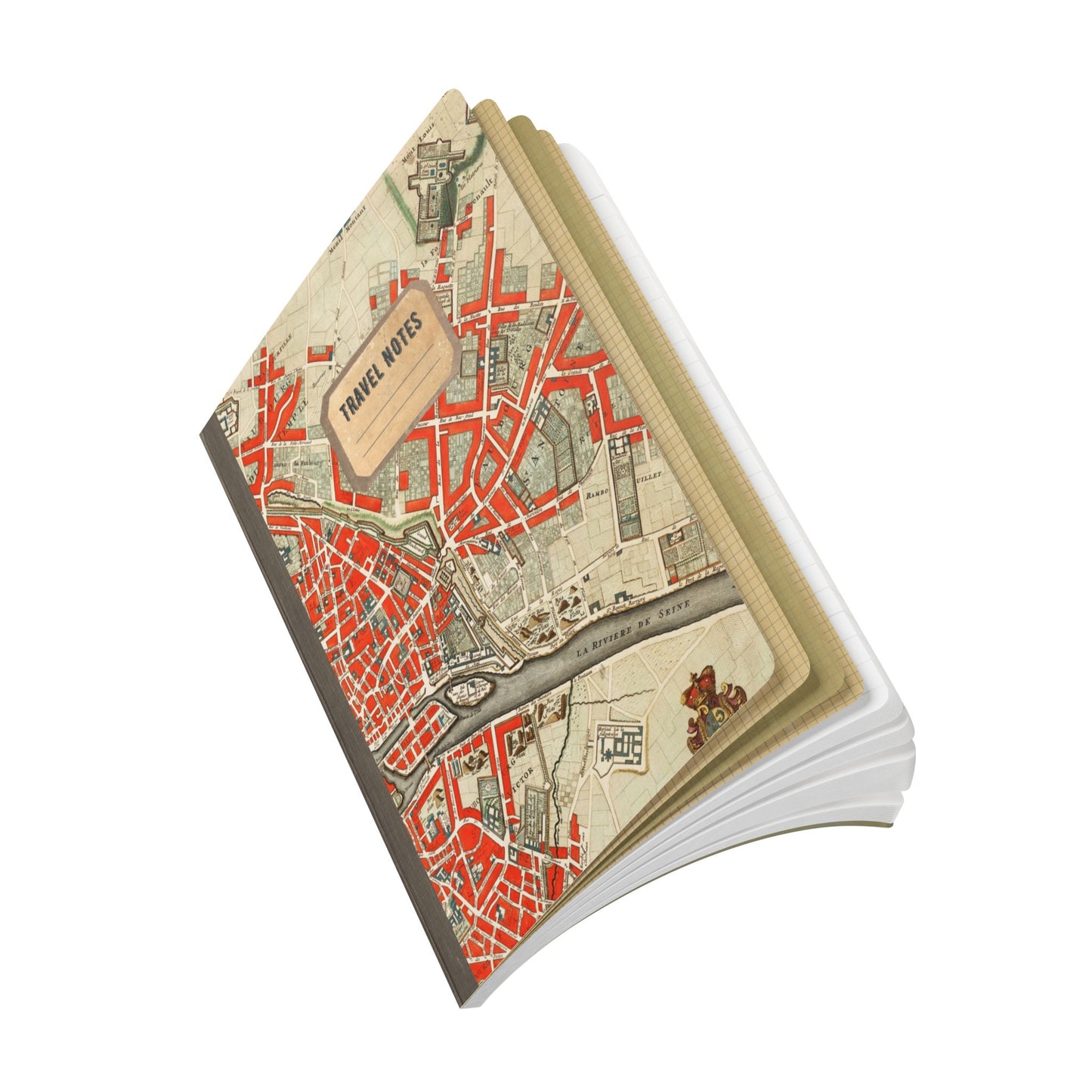 Paris Vintage Map  | Softcover Travel Journal with Inside Illustrations