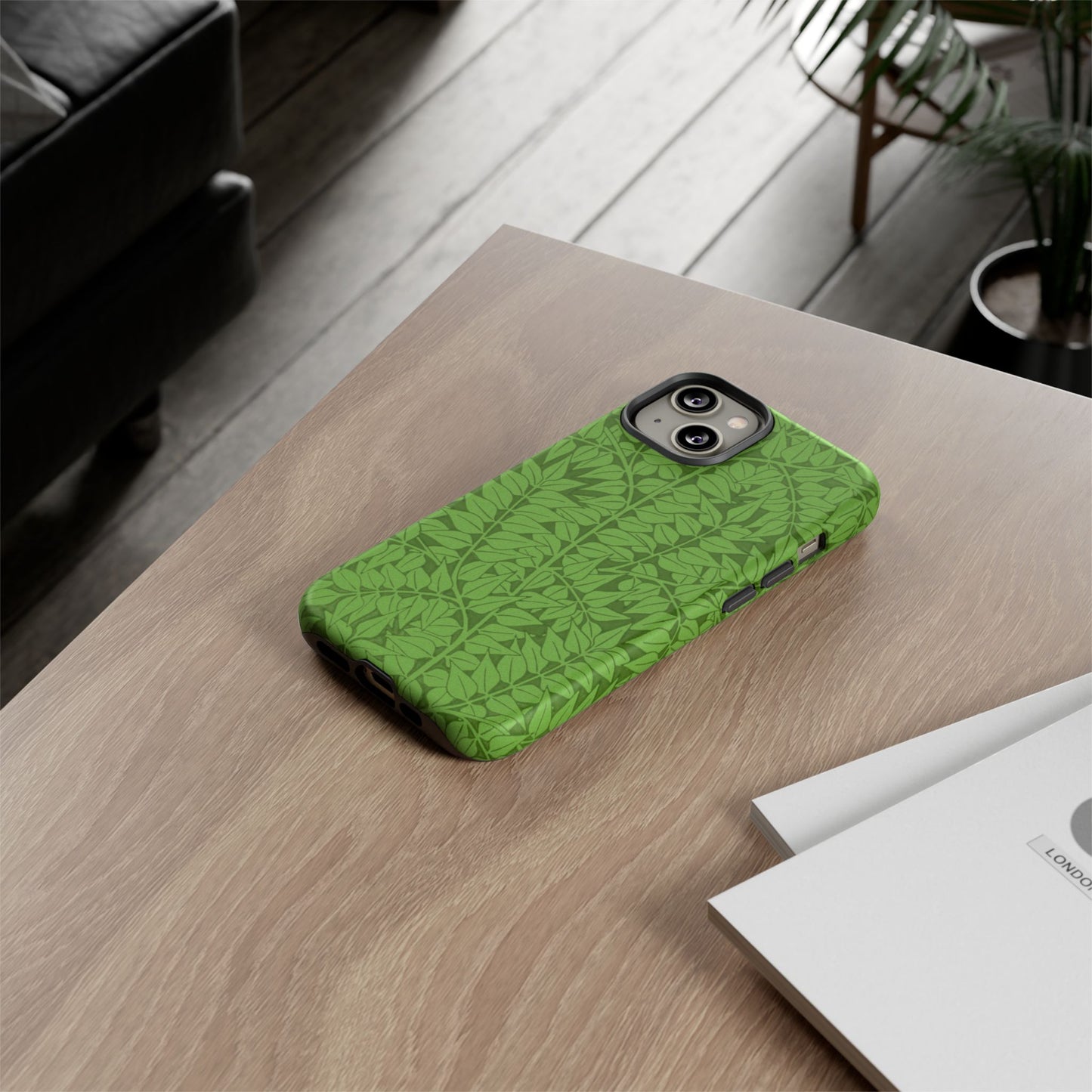 Antique Green Branch Pattern by William Morris iPhone Case