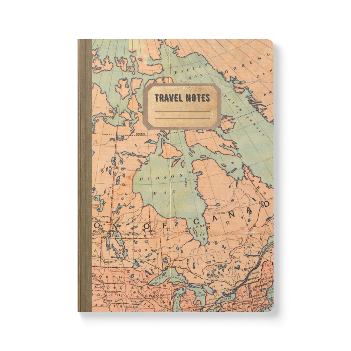 North America Vintage Map |  Softcover Travel Journal with Inside Illustrations